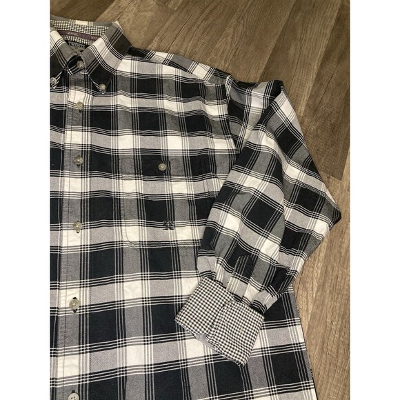 Wrangler 20X Mens L Western Plaid Long Sleeve Button Down Flip Cuff Black White - Picture 4 of 7